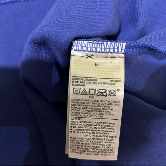 Old Navy Sleeveless Sheath Dress. Blue w/ White Polka Dots. Cotton w/ Spandex. - Picture 4 of 7